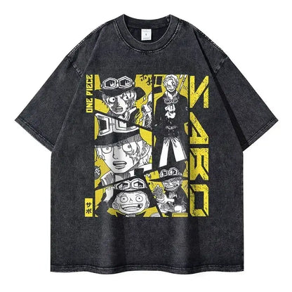 One Piece Vintage Tee | Washed Anime Streetwear by Zenith Threads T-shirt by Free Shipping