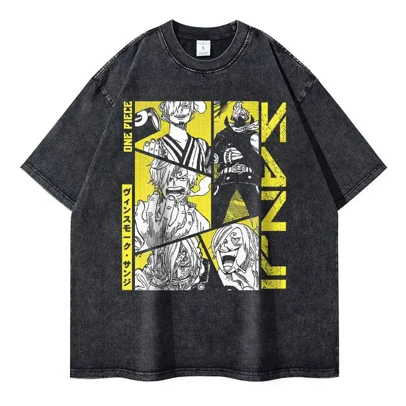 One Piece Vintage Tee | Washed Anime Streetwear by Zenith Threads T-shirt by Free Shipping