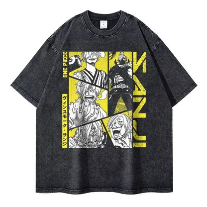 One Piece Vintage Tee | Washed Anime Streetwear by Zenith Threads T-shirt by Free Shipping