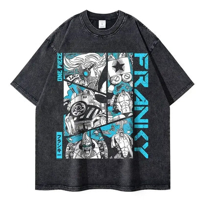 One Piece Vintage Tee | Washed Anime Streetwear by Zenith Threads T-shirt by Free Shipping