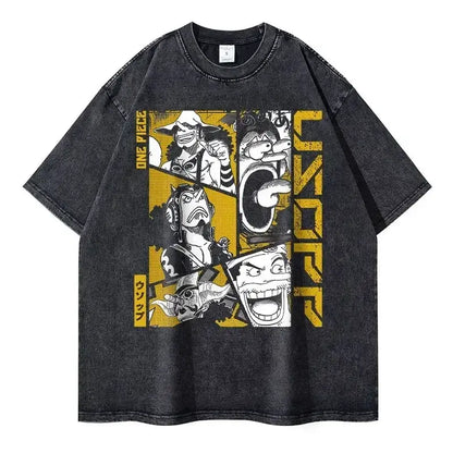 One Piece Vintage Tee | Washed Anime Streetwear by Zenith Threads T-shirt by Free Shipping