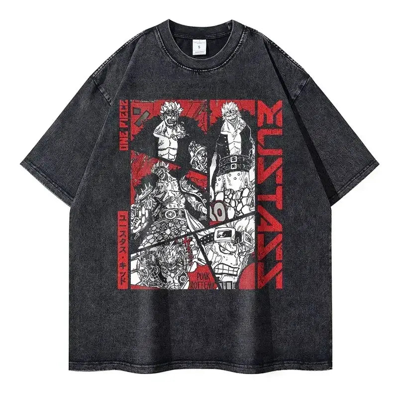 One Piece Vintage Tee | Washed Anime Streetwear by Zenith Threads T-shirt by Free Shipping