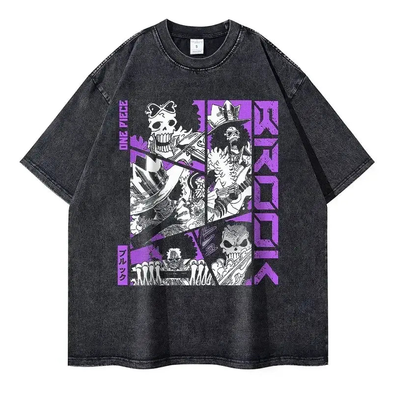 One Piece Vintage Tee | Washed Anime Streetwear by Zenith Threads T-shirt by Free Shipping