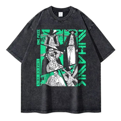 One Piece Vintage Tee | Washed Anime Streetwear by Zenith Threads T-shirt by Free Shipping