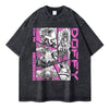 Gray t-shirt featuring anime character graphic in vintage washed graphic tee style