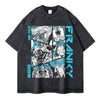 Gray One Piece Zoro vintage washed graphic tee for anime streetwear enthusiasts