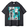 Gray One Piece Zoro vintage washed graphic tee for stylish anime streetwear