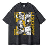 Gray washed graphic tee featuring One Piece Zoro for vintage anime streetwear style