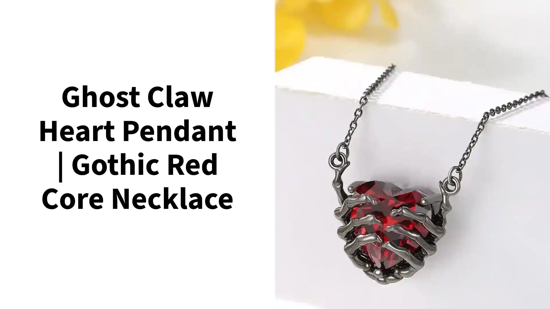 Ghost Claw Heart Pendant | Gothic Red Core Necklace by@Outfy