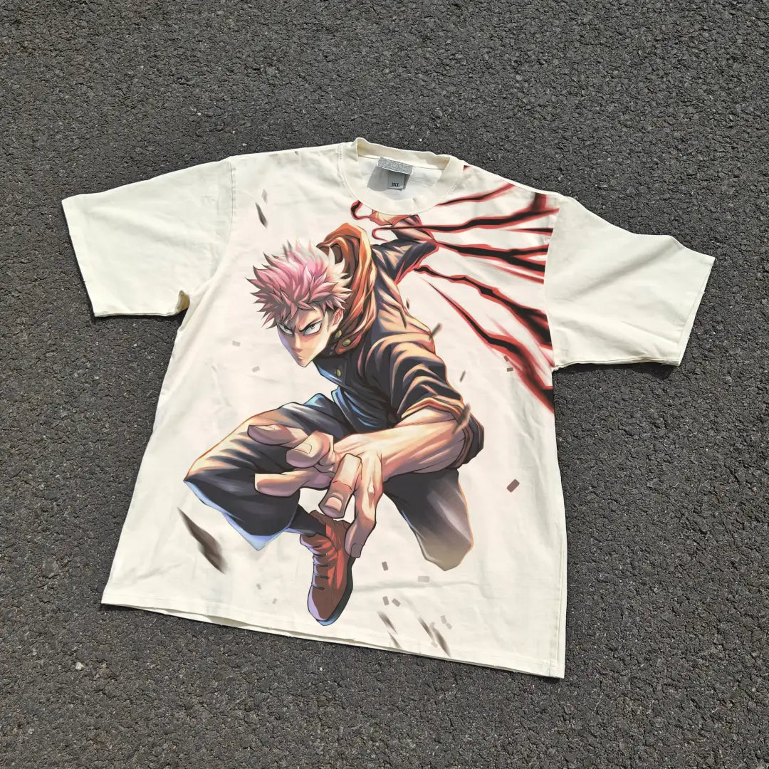 Red Riot Jujutsu Kaisen Tee | Ash White / s | Anime Streetwear