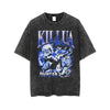 Black graphic t-shirt featuring Retro Killua Zoldyck design for spring and summer styles