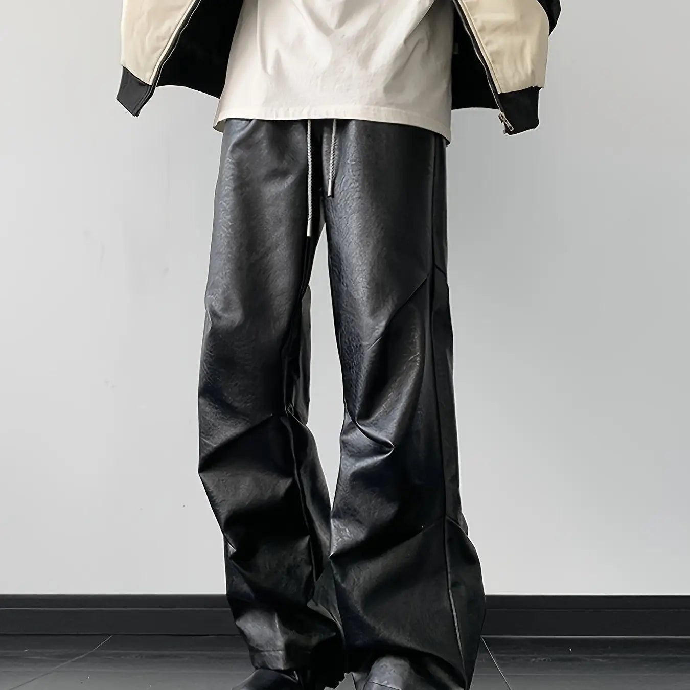 Ronin Pants – Loose Fit Faux Leather Baggy Streetwear | Obsidian / Xs