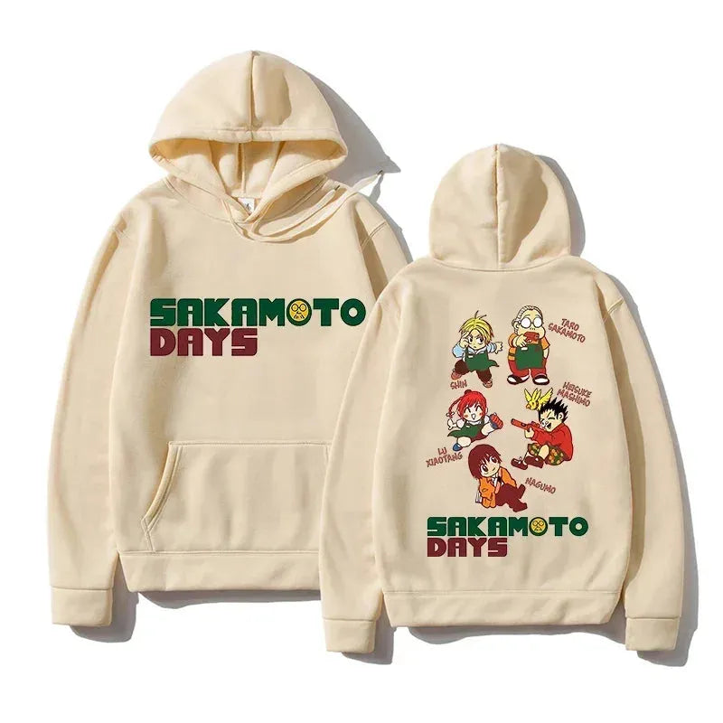 Beige Sakamoto Days hoodie, perfect anime streetwear for ultimate fans of Sakamoto Days