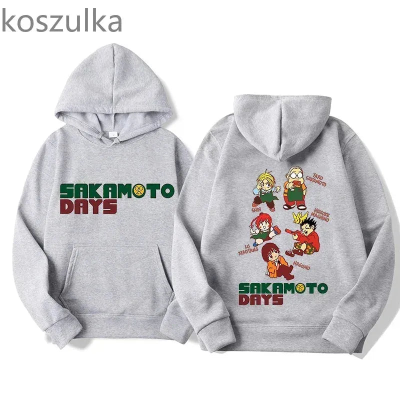 Gray Sakamoto Days hoodie for ultimate fans of anime streetwear style and comfort