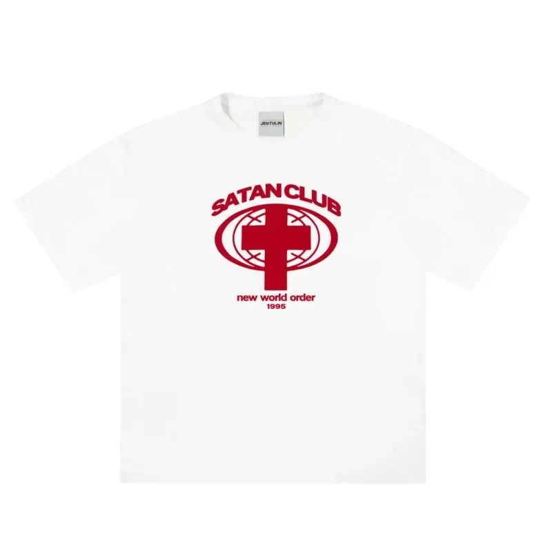 Satan Club Graphic Tee - White / 4XL - Graphic Tee