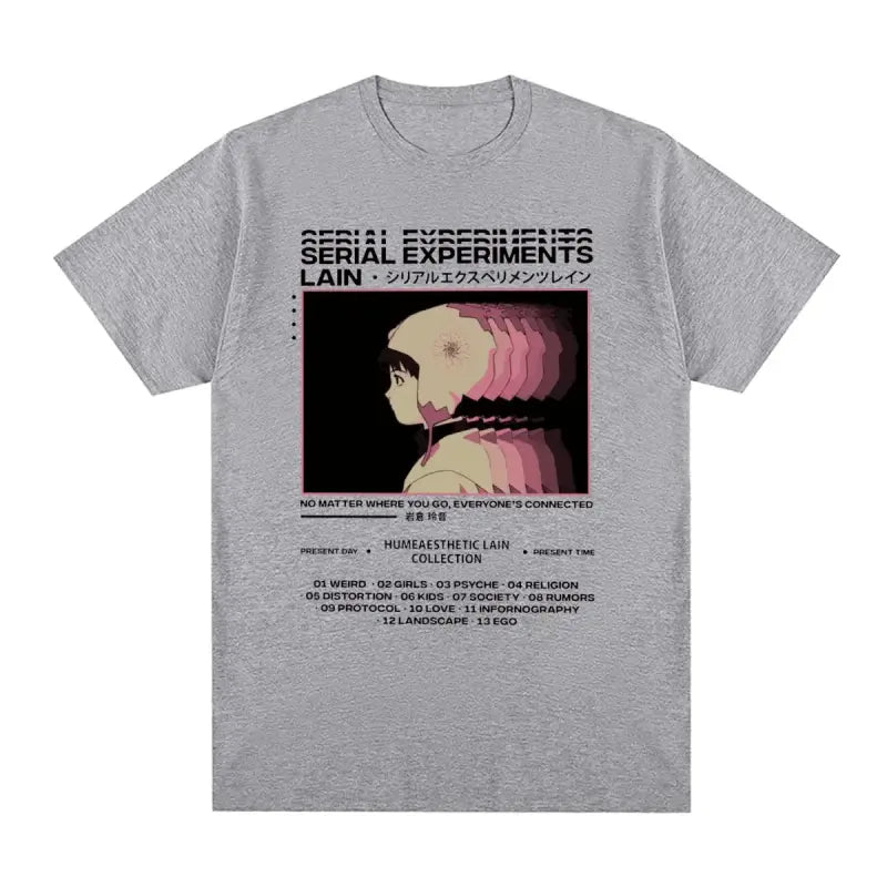 Serial Experiments Lain Vintage Anime Graphic T-shirt - Gray / S - T-Shirt