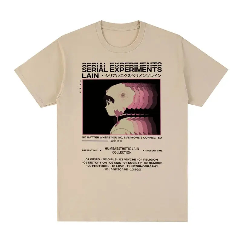 Serial Experiments Lain Vintage Anime Graphic T-shirt - Khaki / S - T-Shirt