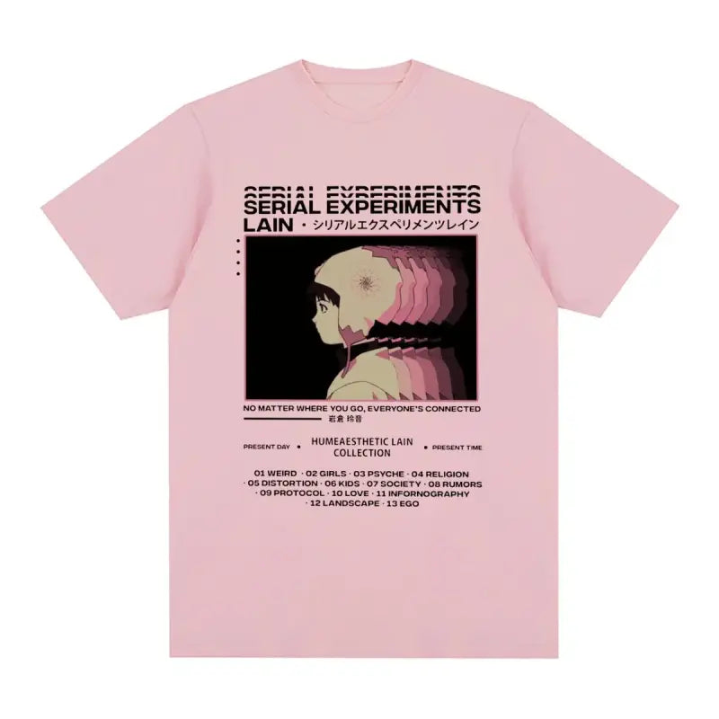 Serial Experiments Lain Vintage Anime Graphic T-shirt - Pink / L - T-Shirt