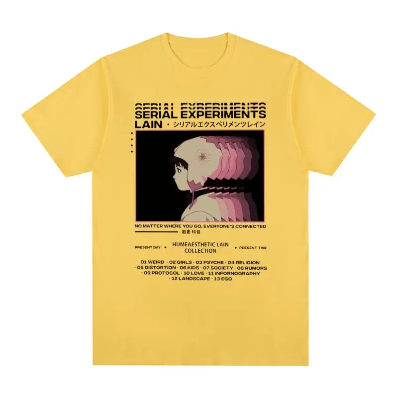 Serial Experiments Lain Vintage Anime Graphic T-shirt - Yellow / S - T-Shirt