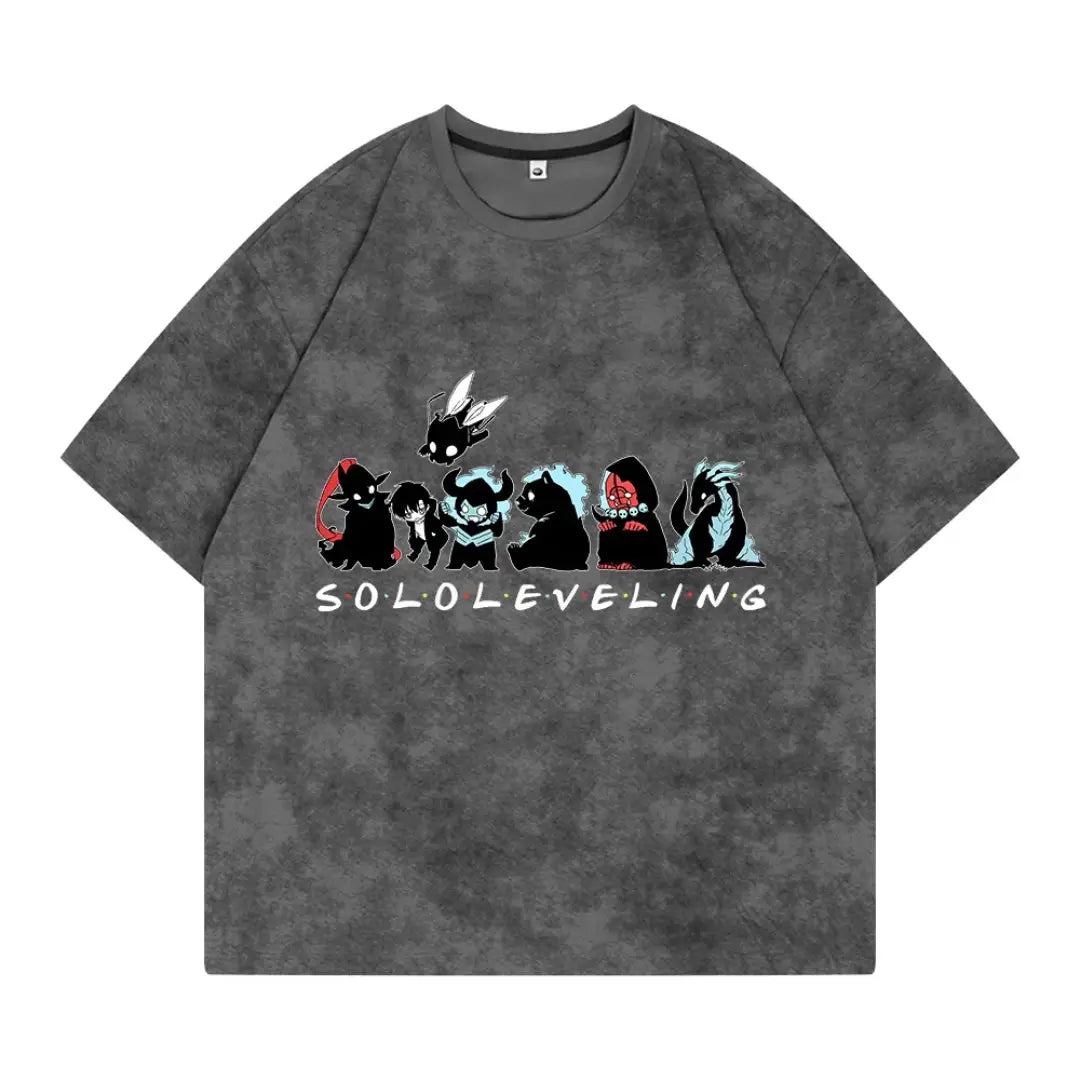 Shadow Monarch Tie‑dye Oversized Tee | Ash grey / s | Anime Streetwear