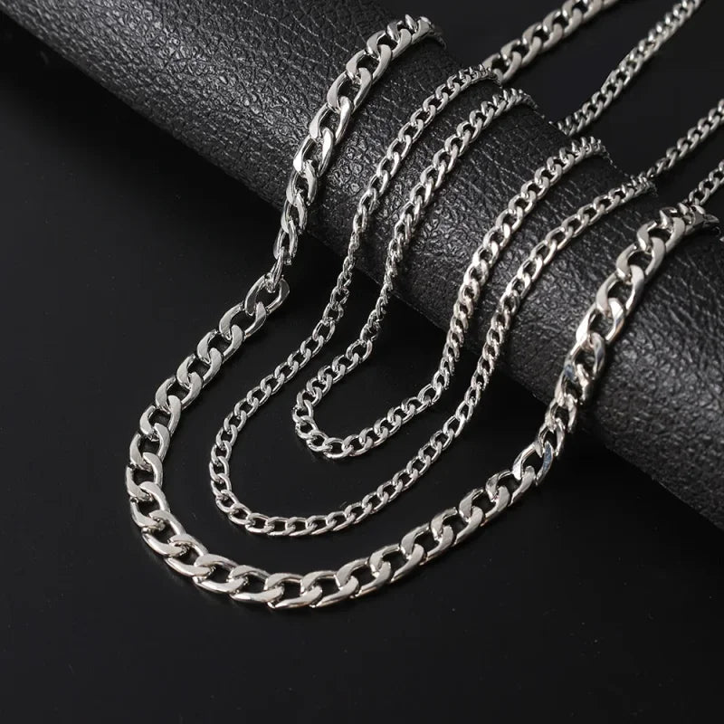 Sleek stainless steel hip-hop chain necklace showcasing high-quality stainless steel style