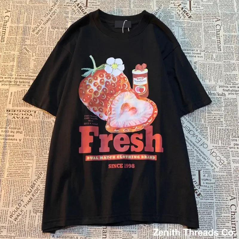 Strawberry Dream Tee – Japan Streetwear Retro Style - T-Shirt