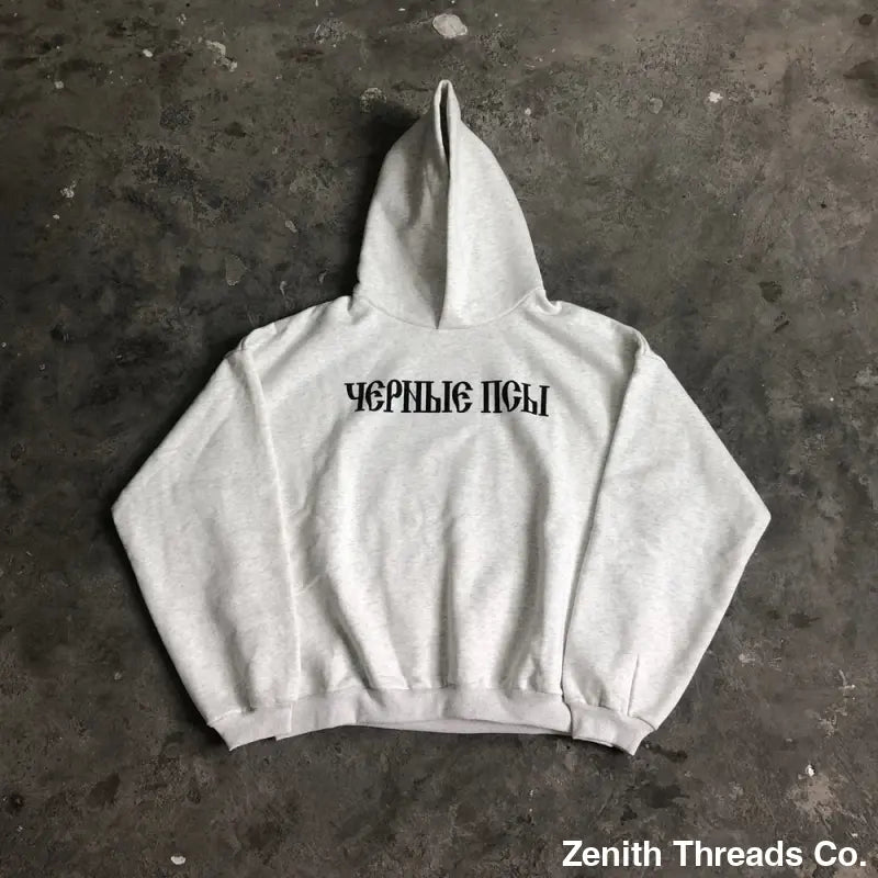 Streetwear Print Velvet Hoodies - Light Gray / 1 - hoodie