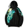 Black hoodie with embroidered peacock design for anime and Japanese streetwear fans