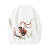 White sweater featuring Monkey King embroidery from Chinese mythology, Sun Wukong design