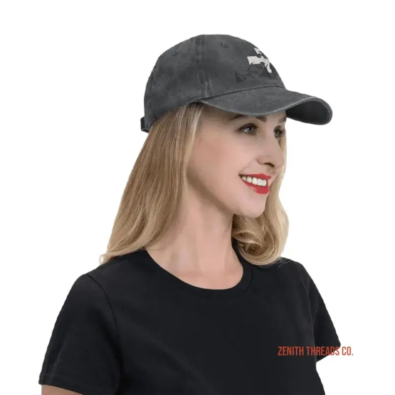 Black baseball cap with a small white logo.