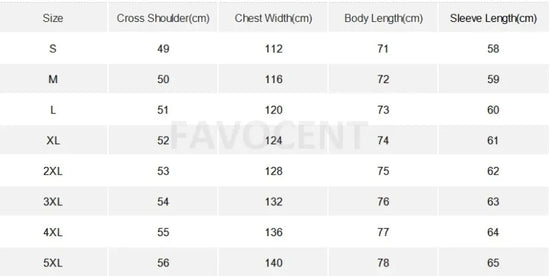 Clothing size chart for Stylish Anime-Inspired Tang Jacket autumn layering style