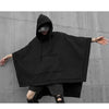 Black hooded poncho from Telisan Techwear featuring techwear oversized baggy style