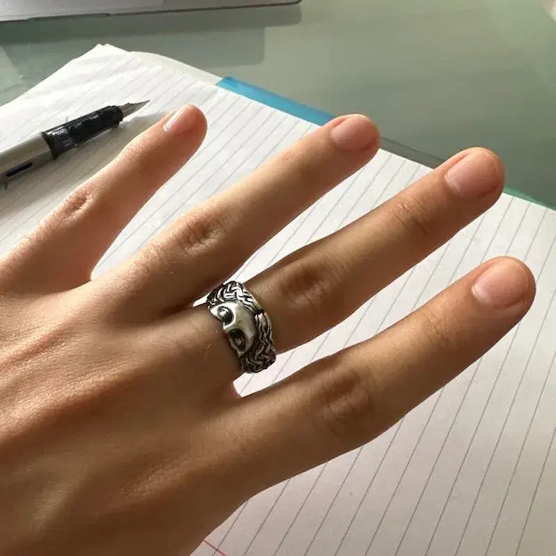Venus Mask Adjustable Ring Intricate Relief Detailing Ring by Free Shipping