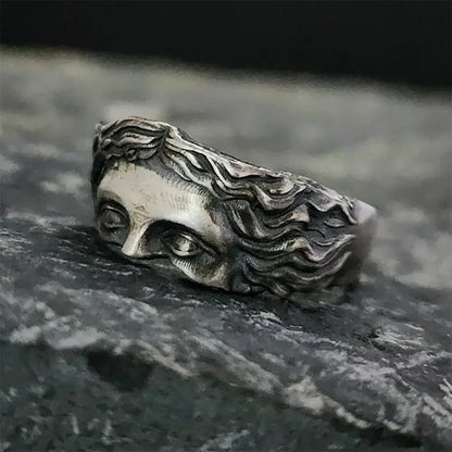Venus Mask Adjustable Ring Intricate Relief Detailing Ring by Free Shipping