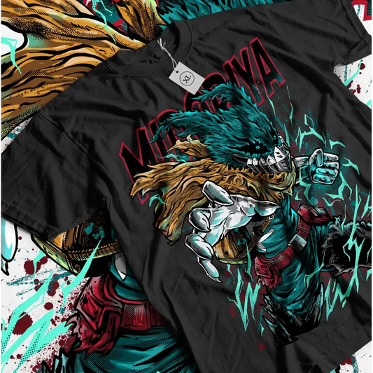 Black Deku T-shirt from Vintage Deku Graphic Tee with Hero Academia design featuring Katsuki Midoriya