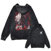 Black graphic hoodie featuring Vintage Washed Dandadan Anime design for stylish comfort