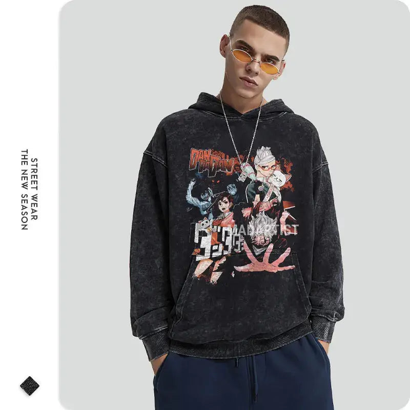 Vintage Washed Dandadan Hoodie Japanese Streetwear by Free Shipping