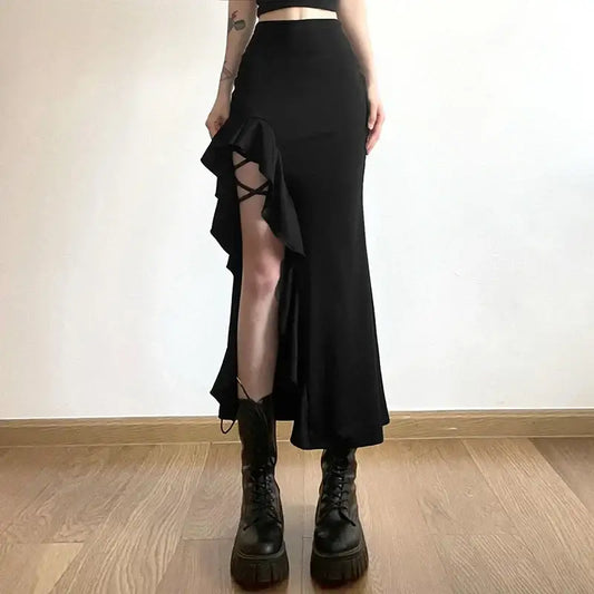 Voidsplit Gothic Y2k Skirt | Streetwear