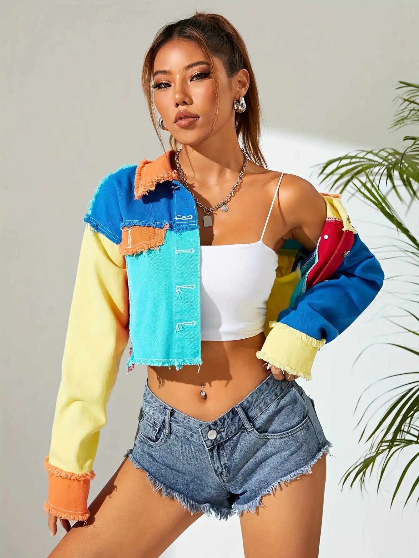 Spectrum Riot Jacket – Colorblock Raw-hem Denim | Streetwear