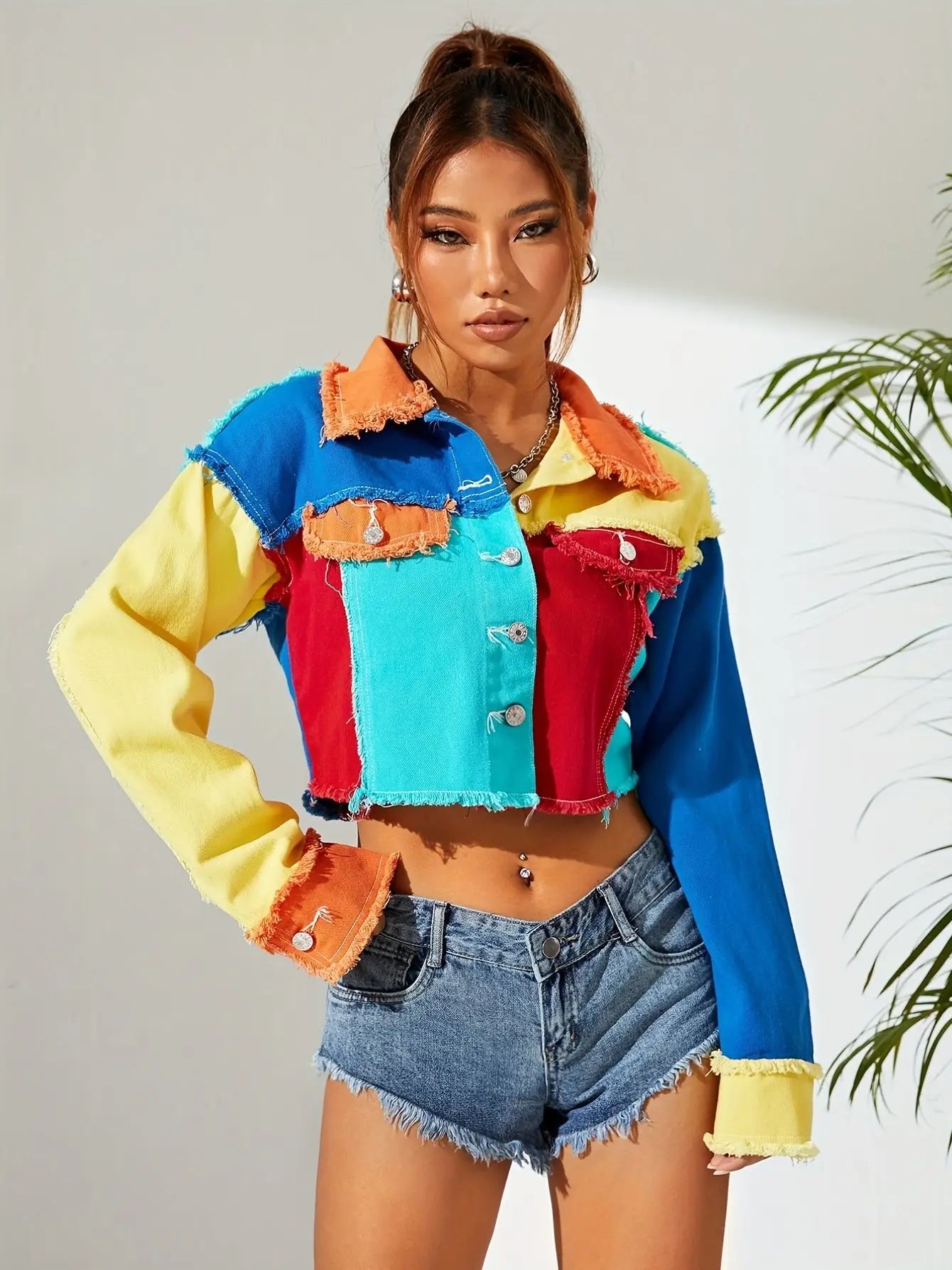 Spectrum Riot Jacket – Colorblock Raw-hem Denim | Streetwear
