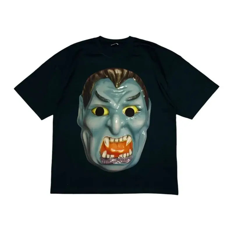 Y2k Horror Tee – Unisex Gothic Streetwear | Chrome Skull / m