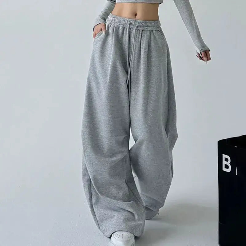 Vintage Wide-leg Streetwear Sweatpants – Black & Gray | Stone / s