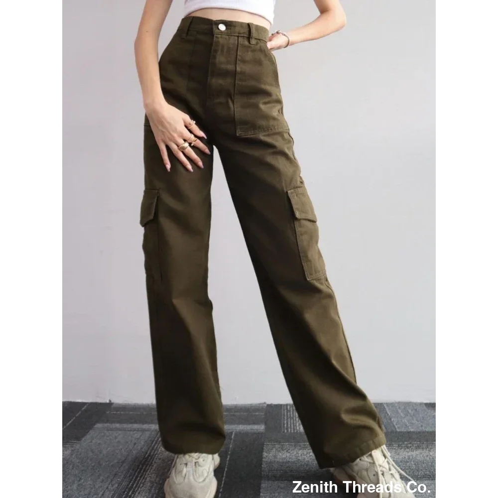 Y2K Women Vintage Cargo Pants - Army Green / S - Cargo Pants