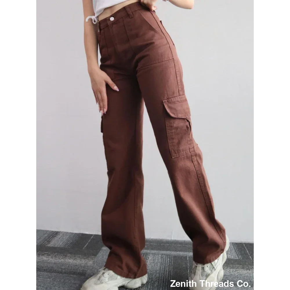 Y2K Women Vintage Cargo Pants - Coffee / S - Cargo Pants