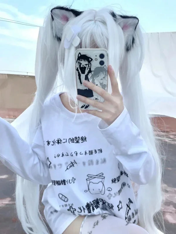 KawaiiBloom Y2K Aesthetic Letter Tee – Fairy Grunge Harajuku Streetwear