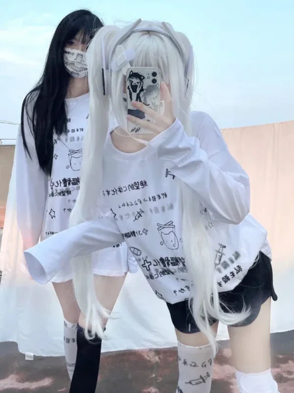 KawaiiBloom Y2K Aesthetic Letter Tee – Fairy Grunge Harajuku Streetwear