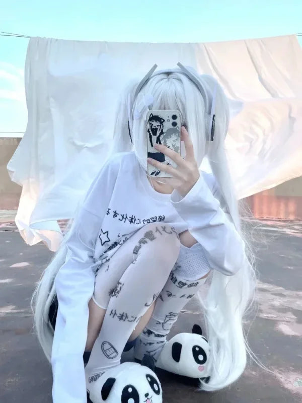 KawaiiBloom Y2K Aesthetic Letter Tee – Fairy Grunge Harajuku Streetwear