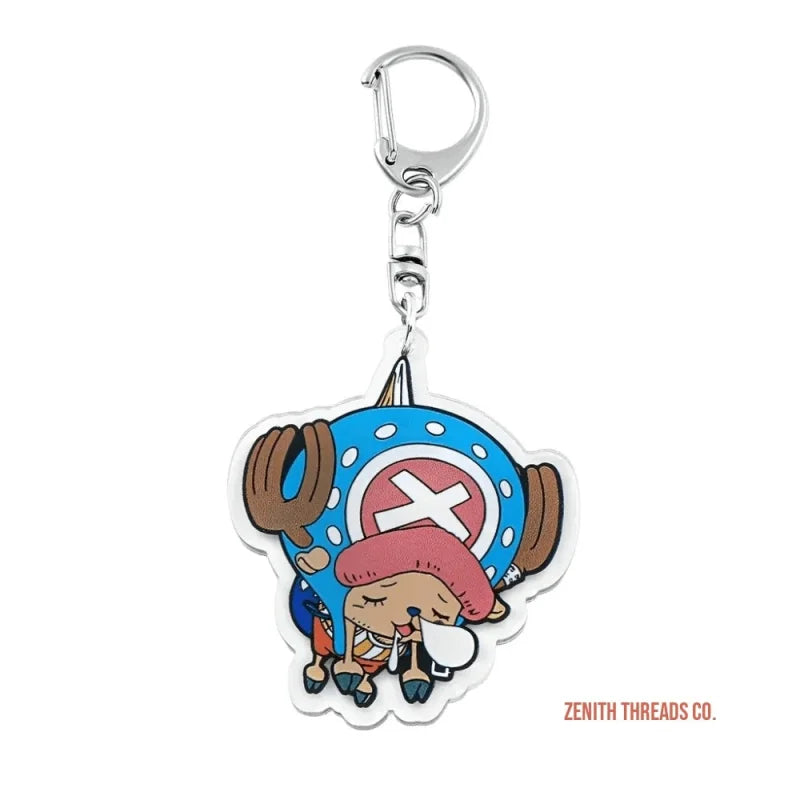 Cartoon keychain charm featuring Chopper from One Piece anime/manga.