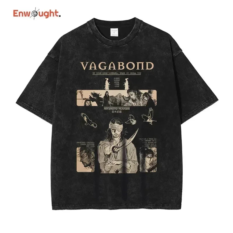 Black t-shirt with ’Vagabond’ manga artwork printed on the front.